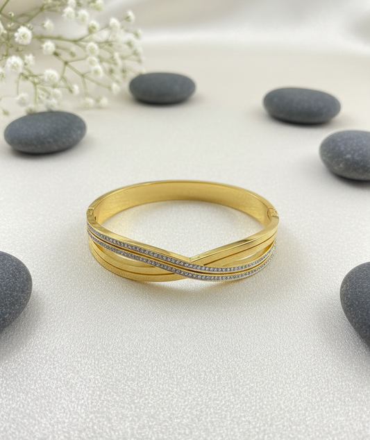 Golden Pave Twist Bangle