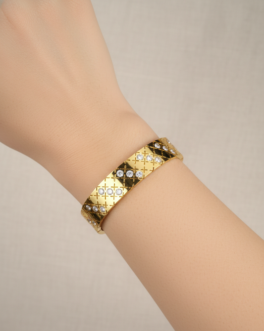 Golden Quilted Diamond Bangle