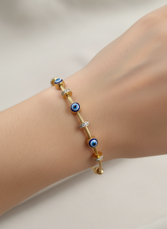 Golden Evil Eye Charm Bracelet