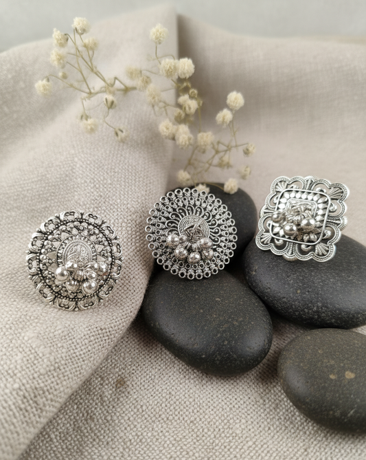 Oxidise Rings (Pack of 3)