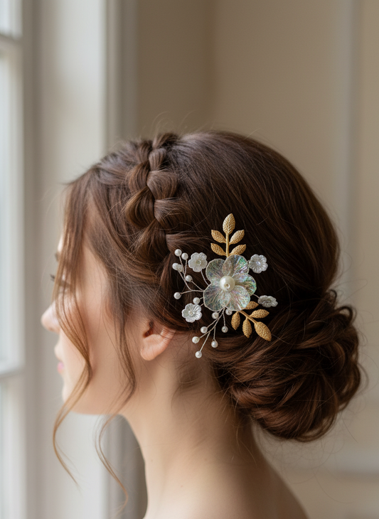 "Forest Nymph" Iridescent Bloom Hair Clip