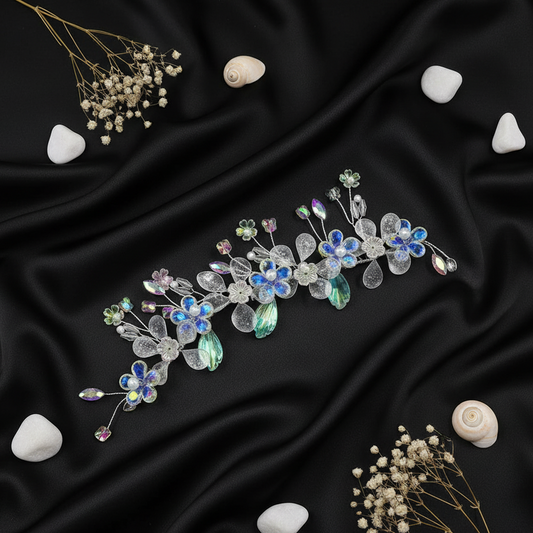 "Crystal Dewdrop Vine" Iridescent Hair Piece