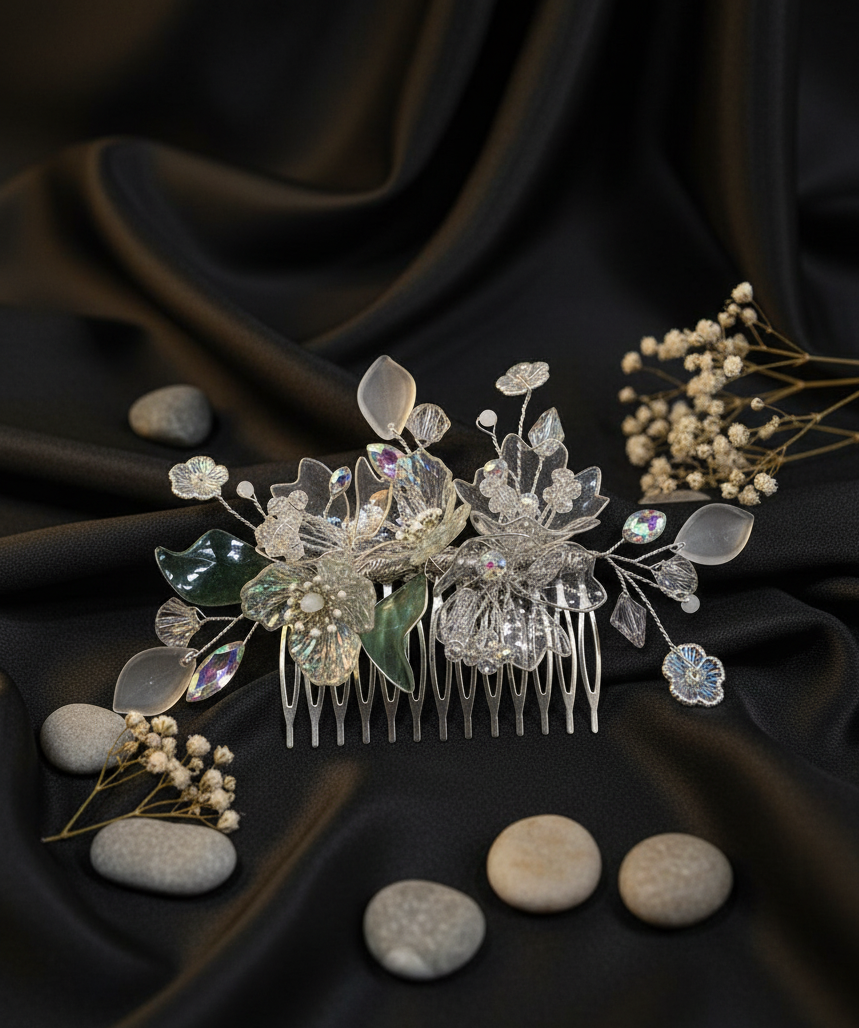 "Enchanted Crystal Bloom Hair Clip"