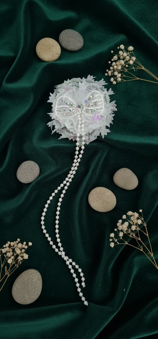 "Butterfly Whisper" Pearl Drop Hair Clip