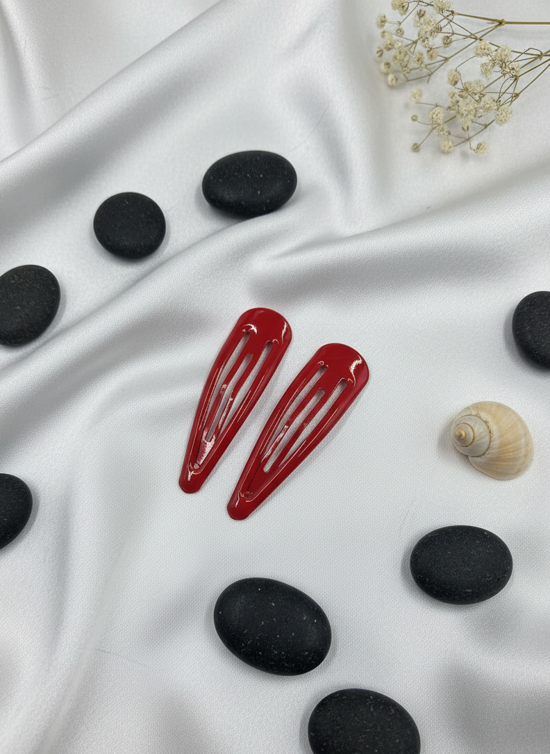 Sleek Black Snap Hair Clips (Pair)