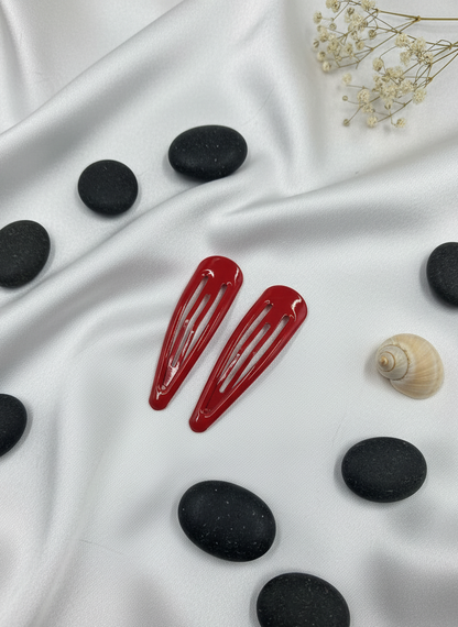 Sleek Black Snap Hair Clips (Pair)