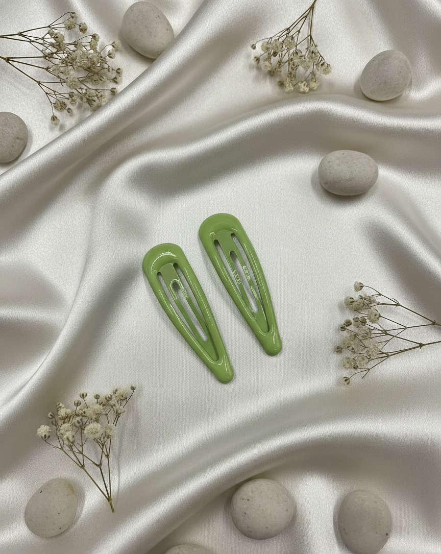 Sleek Black Snap Hair Clips (Pair)