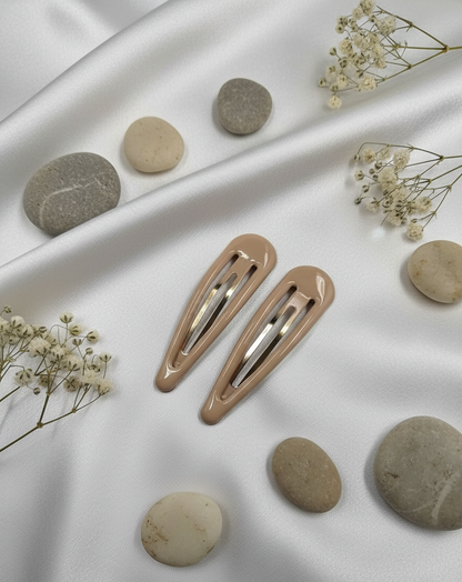 Sleek Black Snap Hair Clips (Pair)