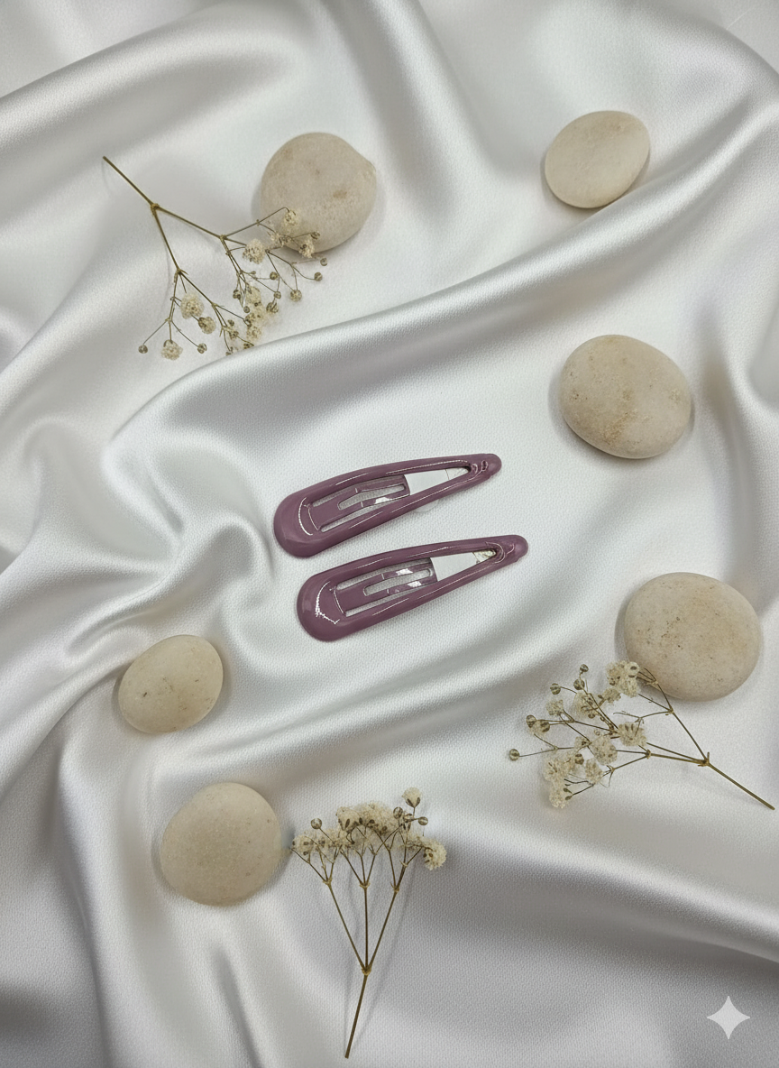 Sleek Black Snap Hair Clips (Pair)