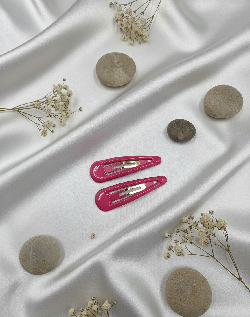 Sleek Black Snap Hair Clips (Pair)