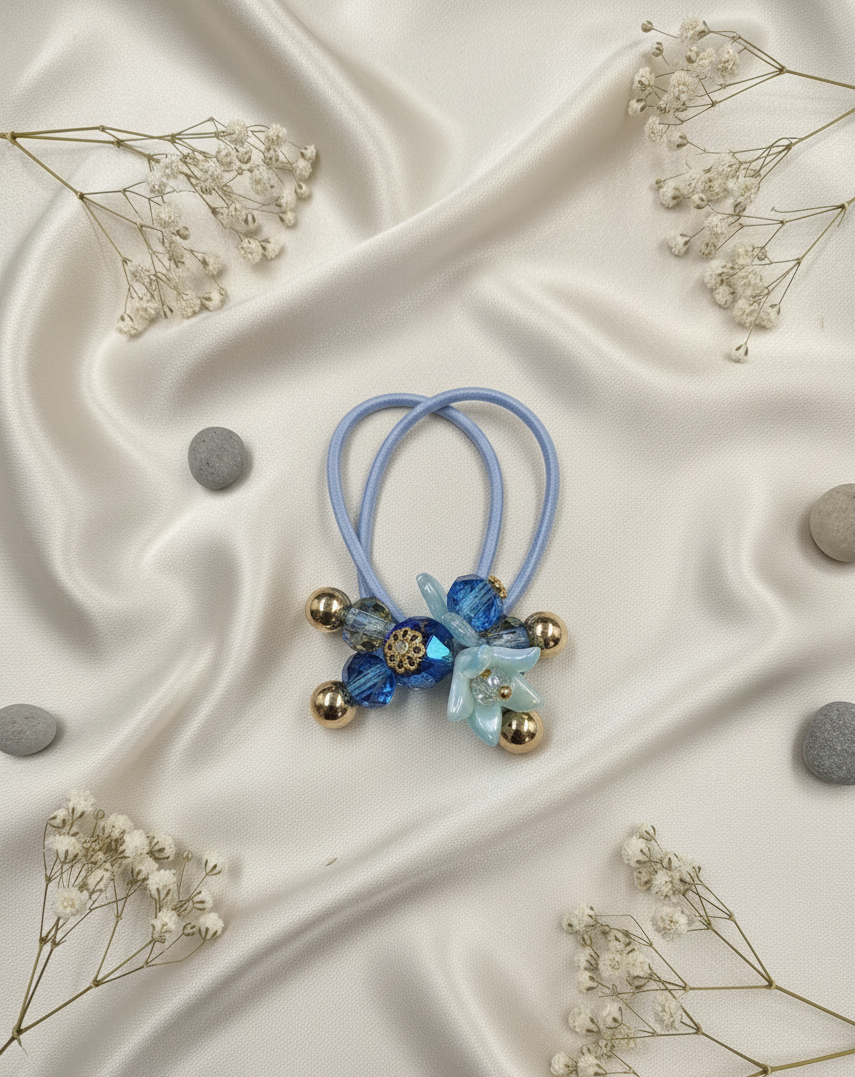 Azure Bloom Hair Tie
