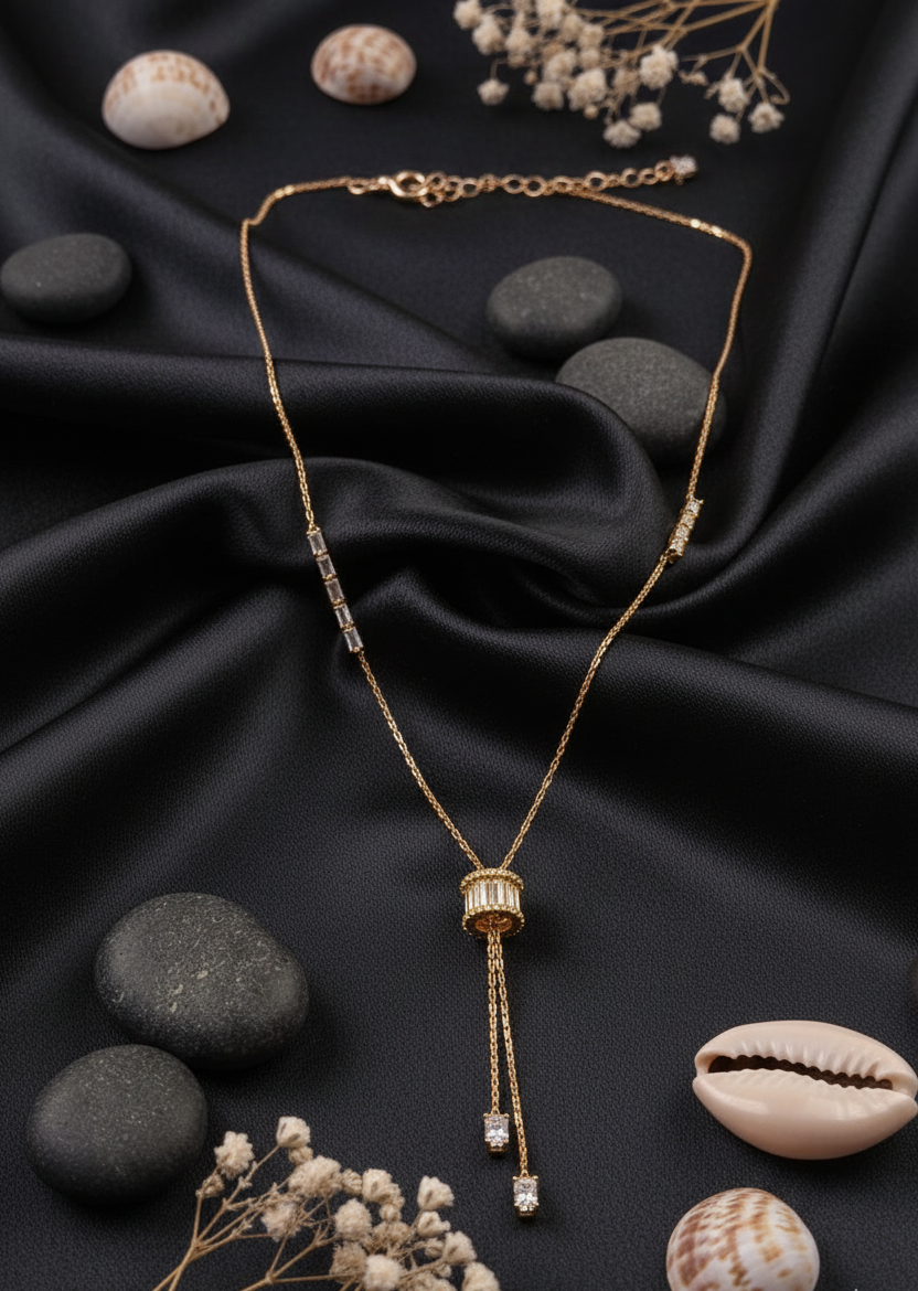 Cylindrical Radiance Lariat Necklace