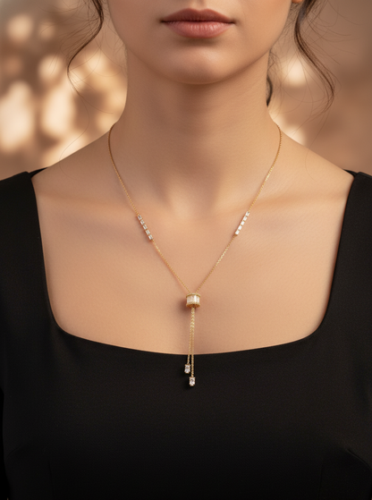 Cylindrical Radiance Lariat Necklace