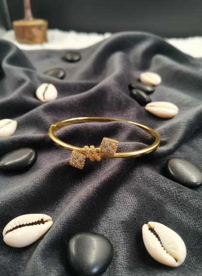 "Duo Charm" Pave Crystal Bangle