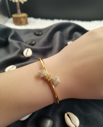 "Duo Charm" Pave Crystal Bangle
