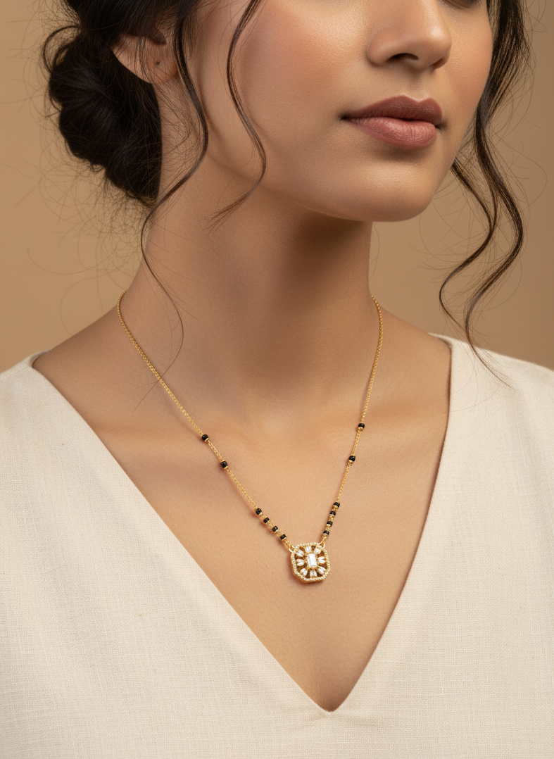 Radiant Zirconia Burst Gold Mangalsutra