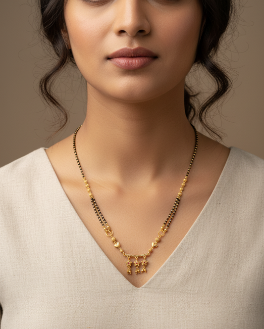 Charming Triple Drop Gold Mangalsutra