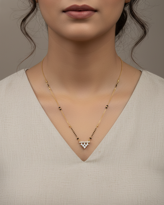 Elegant Zirconia Triangle Pendant Mangalsutra