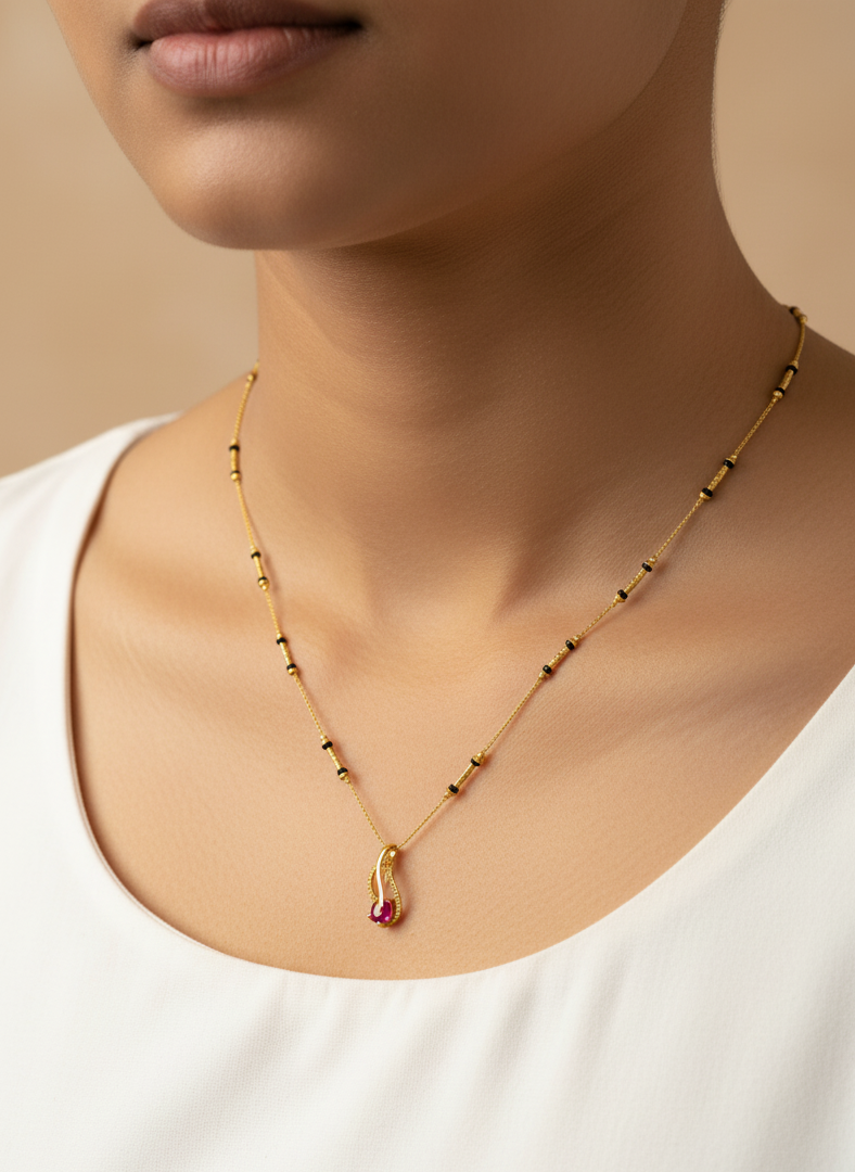 Ruby Dewdrop Mangalsutra