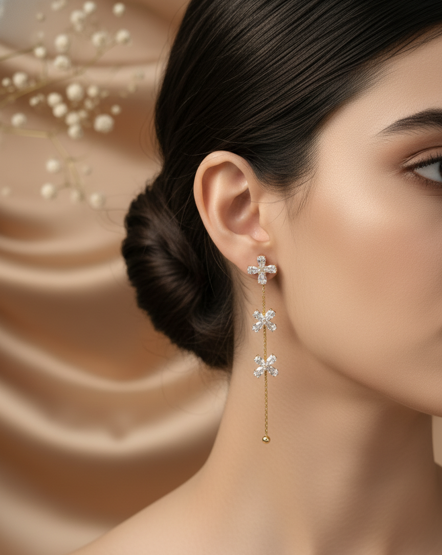 Glimmering Cross Drop Earrings