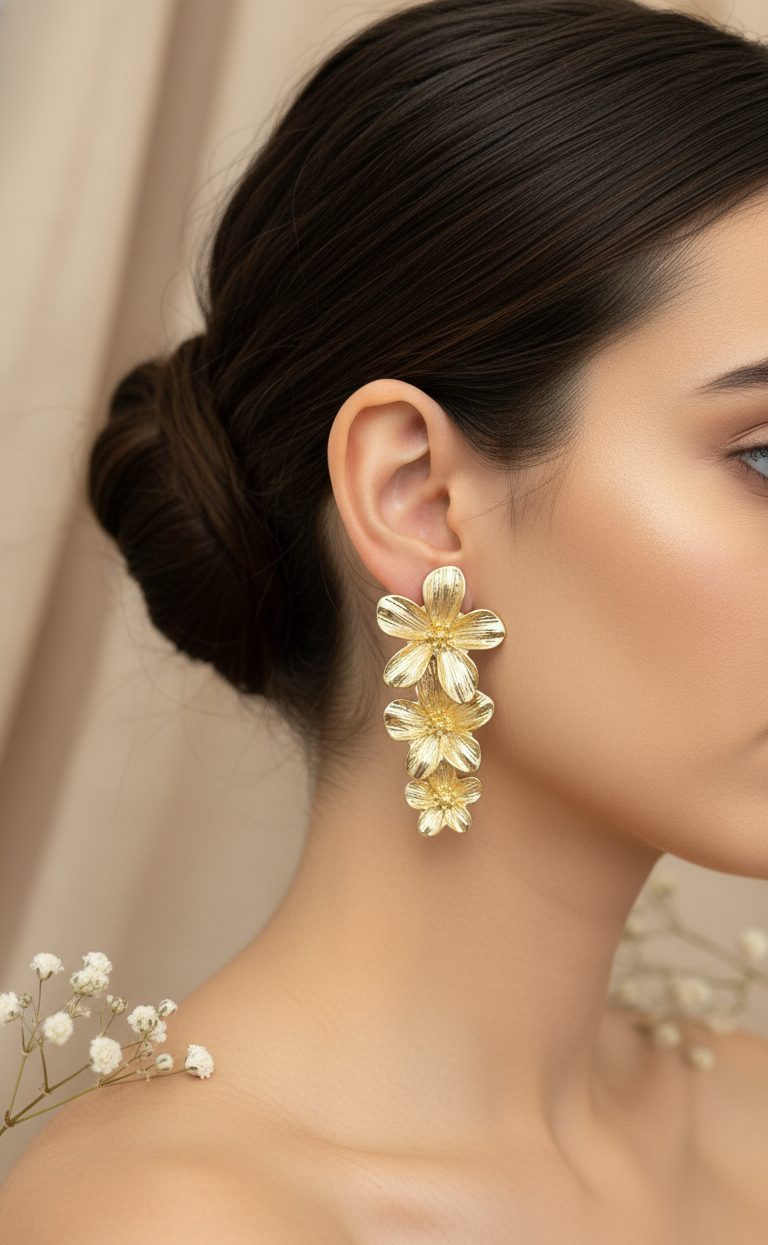 Golden Blossom Cascade Earrings