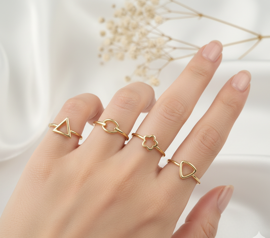 Elegance Geometric Ring Set (Pack of 4)