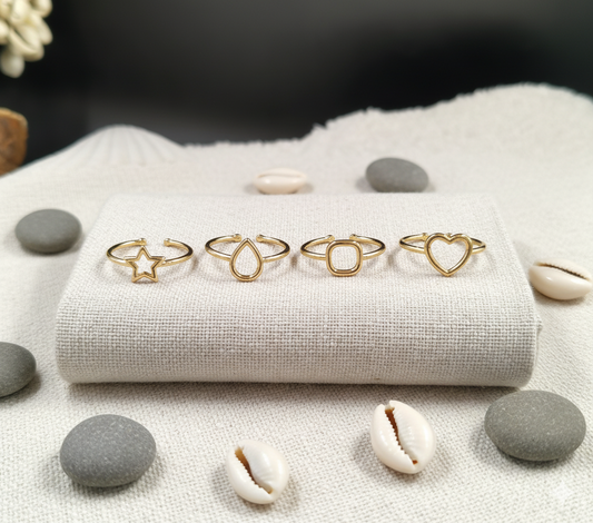 Dainty Geometric Gold Rings (Pack of 4)