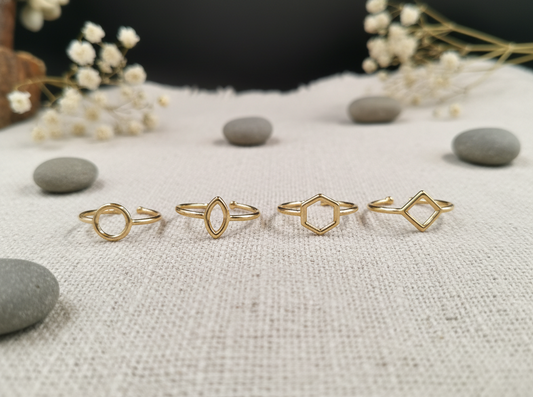 Modern Geometric Gold Ring Set (Pack of 4)