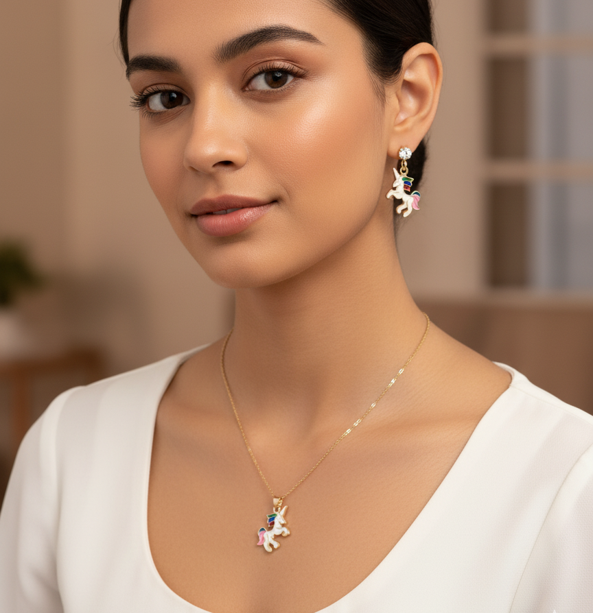 Enchanted Unicorn Necklace & Earring Set
