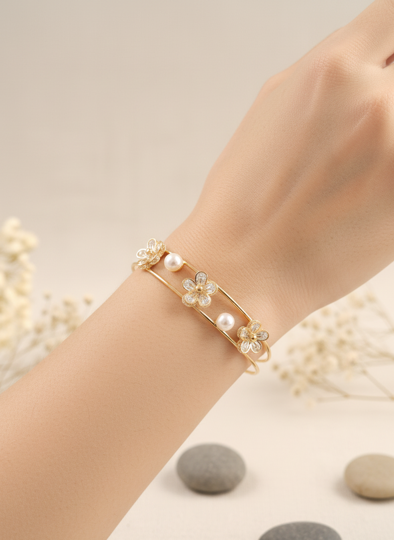Pearl Blossom Bangle