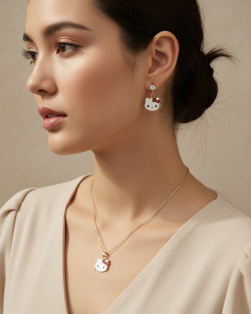 Hello Kitty Necklace & Earring Set