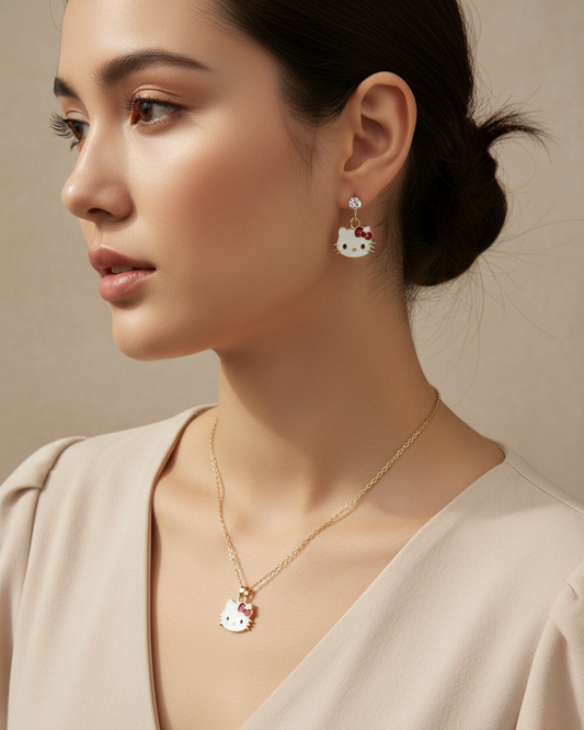 Hello Kitty Necklace & Earring Set
