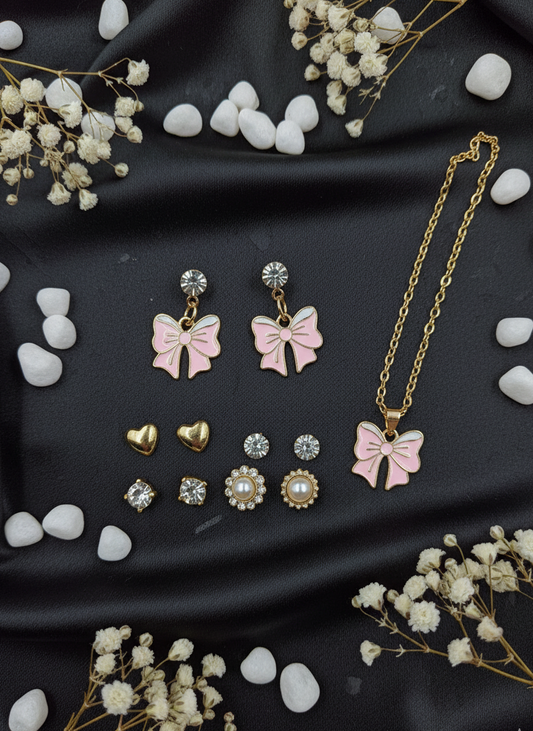 Sweet Ribbon Ensemble with Earring Set