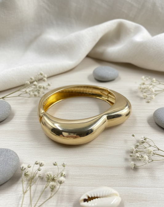 Luminous Fluid Gold Statement Bracelet