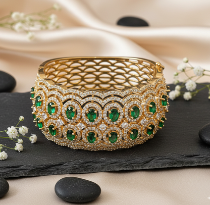 "Rainbow Rhapsody" Gold-Plated American Diamond Bracelet
