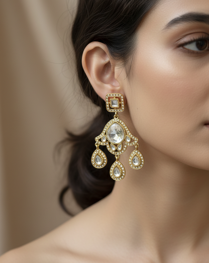 Elegant Mughal Chandbali Drop Earrings