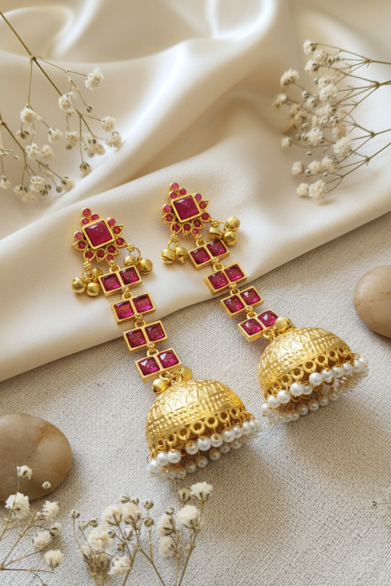 Emerald Jhumka Earrings