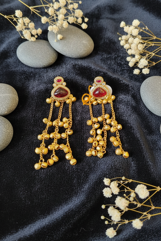 Teardrop Jhumki Tassel Earrings
