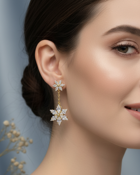 Sparkling Snowflake Drop Earrings