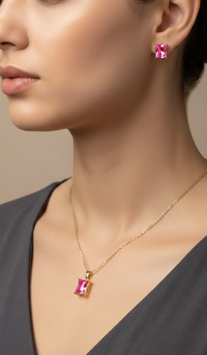 "Midnight Onyx" Emerald-Cut Gold Set