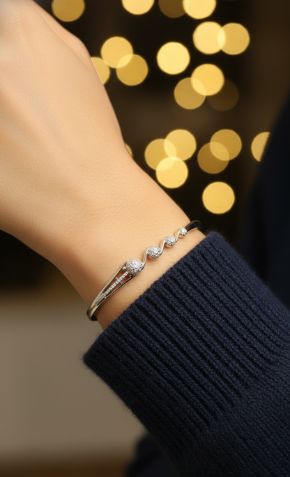Modern  Beaded and Pave Bangle