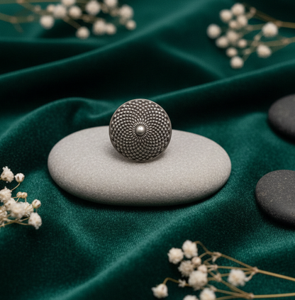 German Silver Dome Adjustable Ring