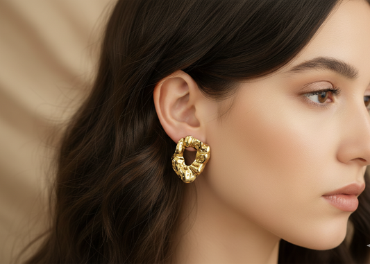Abstract Gold Hoop Earrings