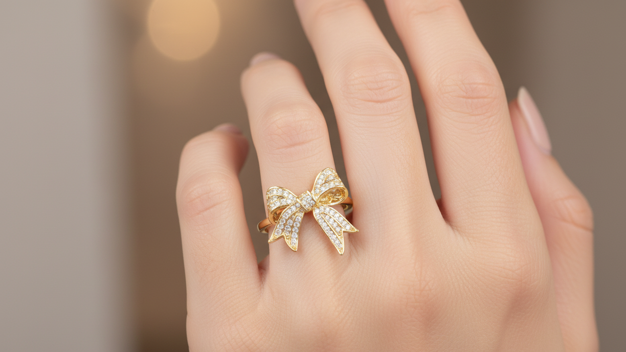 Dainty Diamond Bow Ring
