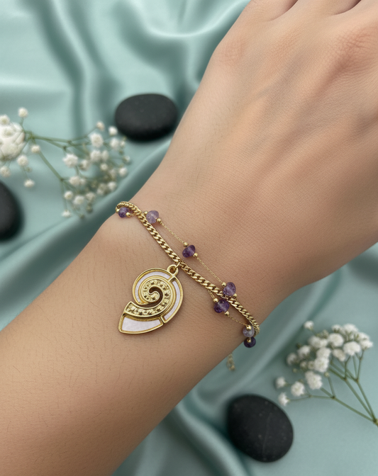 The Spiral Amethyst Adjustable Bracelet (For Delicate Hands)
