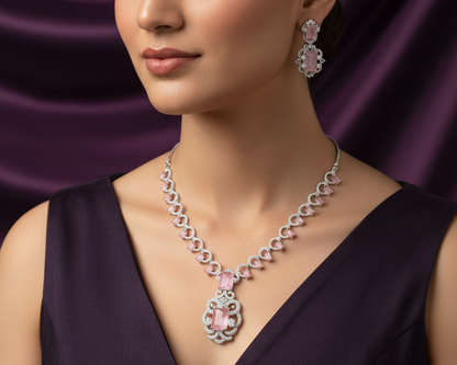 Emerald Elegance AD Stone Necklace