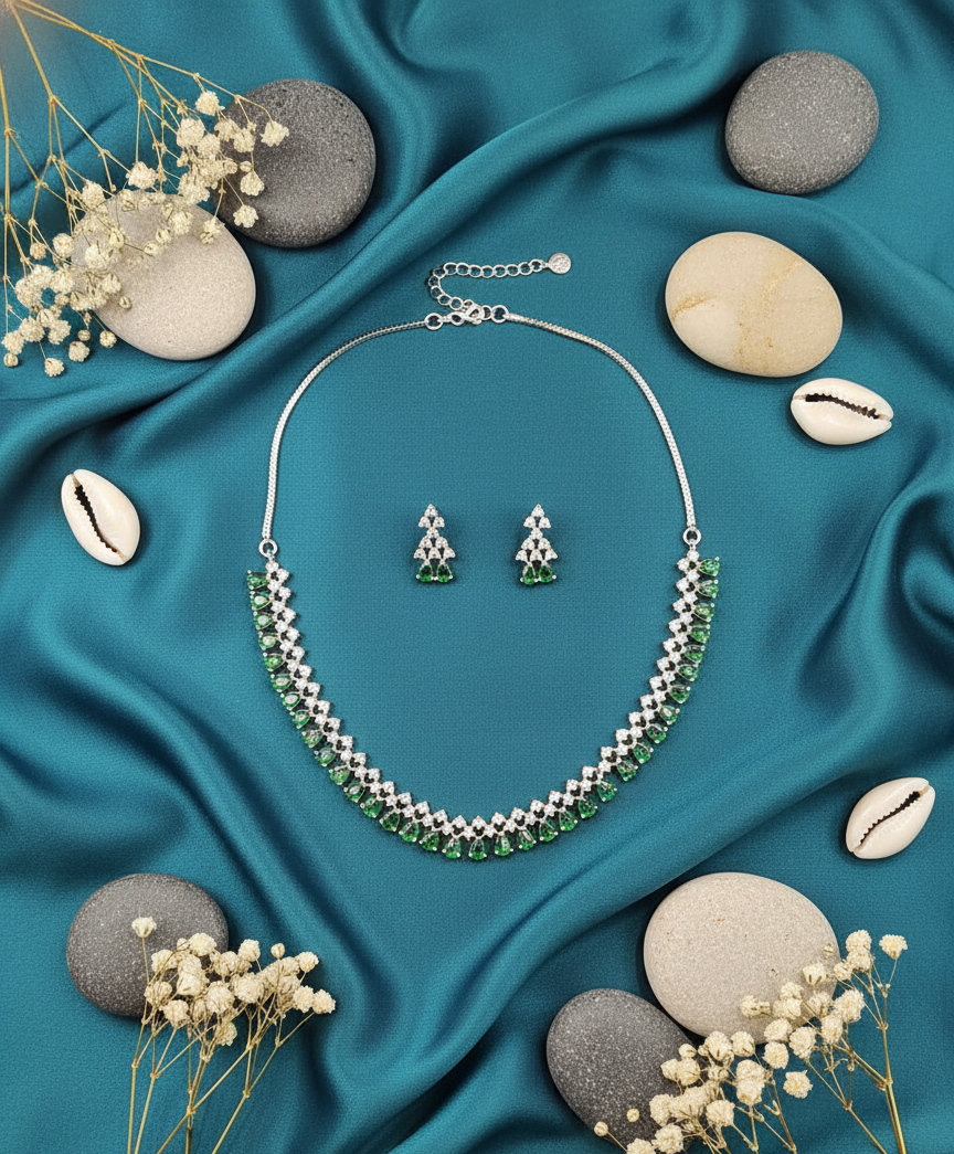 Teardrop AD Stone Necklace Set