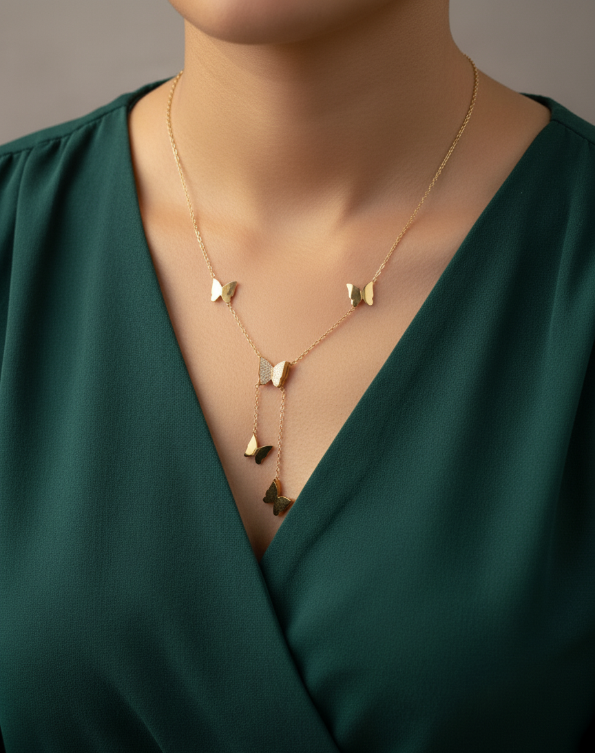 Golden Butterfly Bloom Necklace