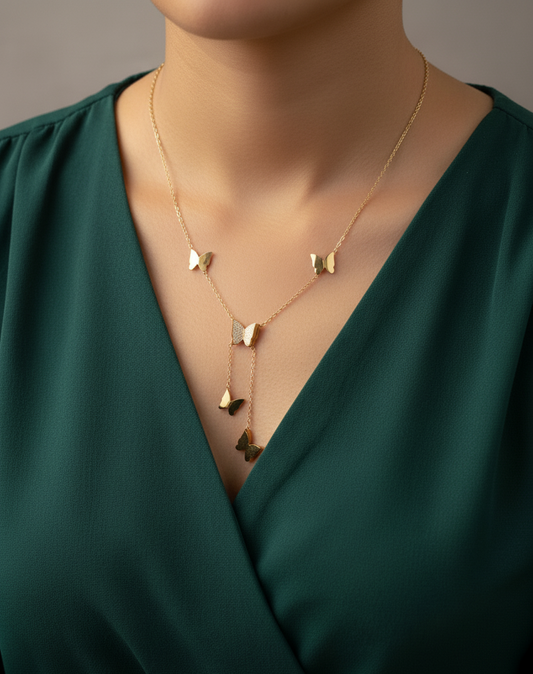 Golden Butterfly Bloom Necklace