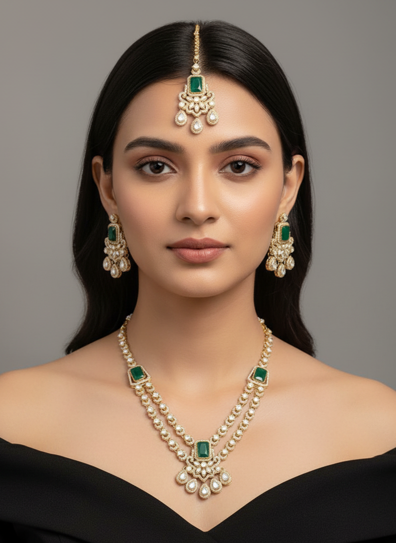 The "Emerald Empress" Polki Kundan Set